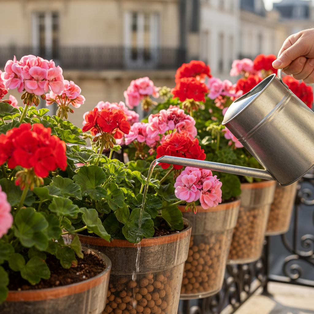 Comment arroser les géraniums en été sans les noyer ?