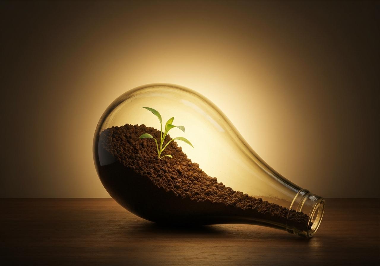 Bouteille plastique retournée dans pot de plante intérieur