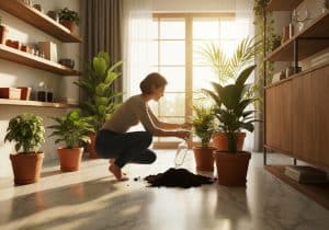 Arroser plante vacances bouteille