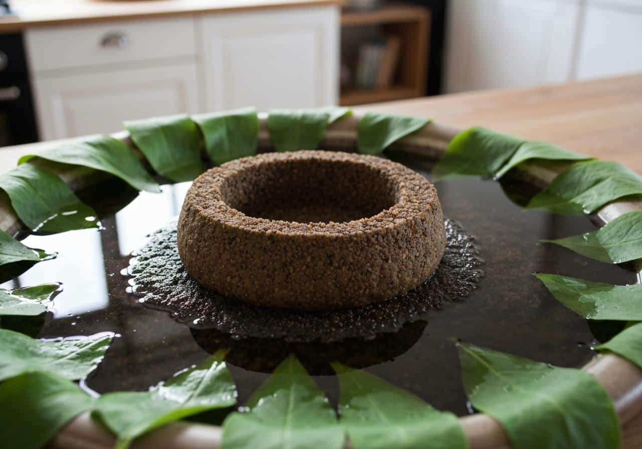 Plante en pot avec substrat détrempé et feuilles jaunies
