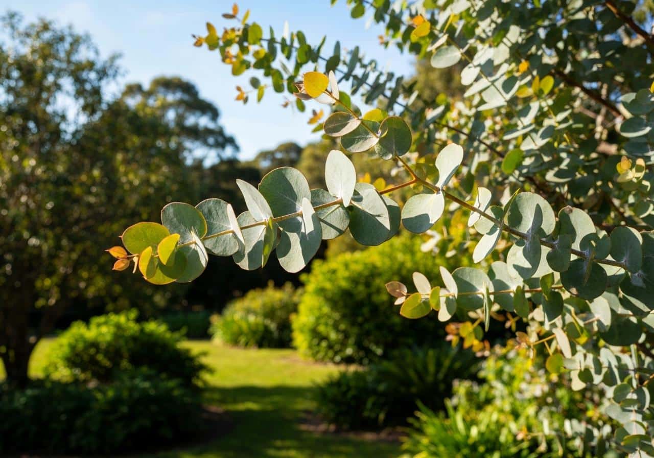 Eucalyptus gunnii feuillage argenté en plein soleil jardin
