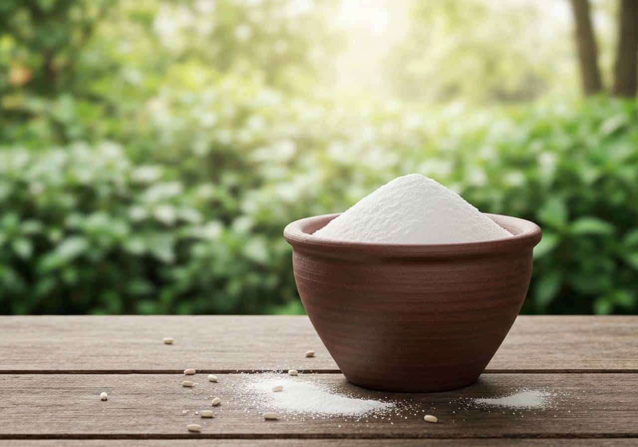 Poudre d'os naturelle dans un pot de jardin