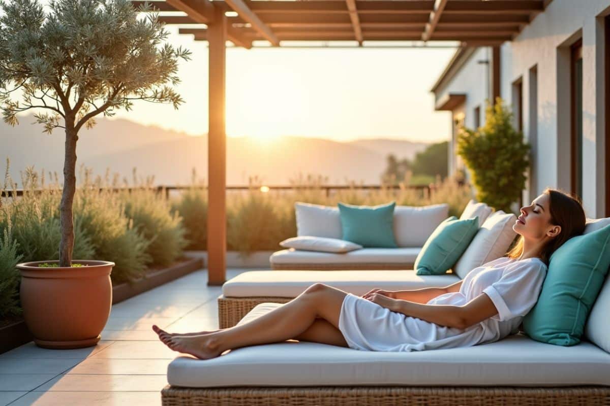 Femme relaxée sur un transat