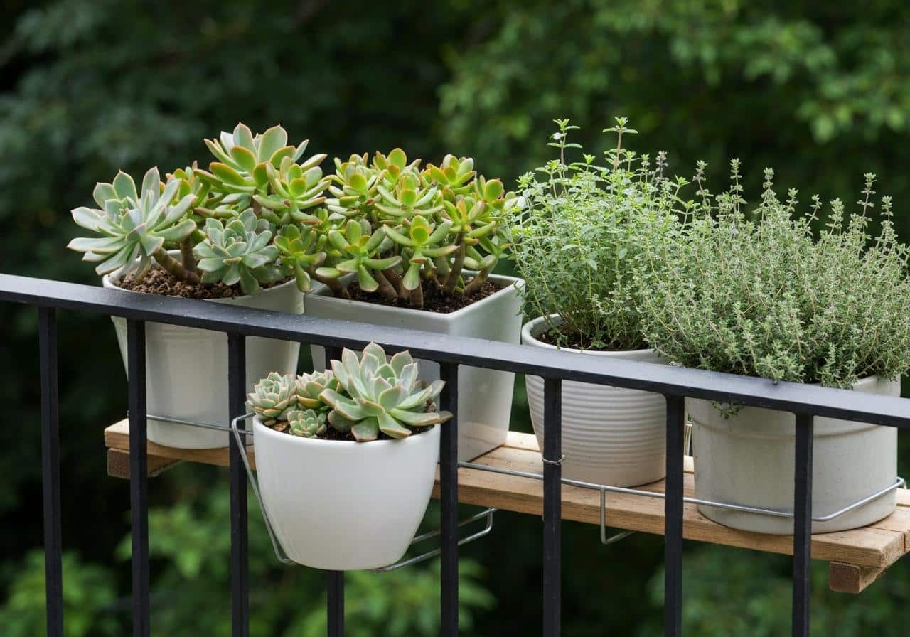 Jardinière de pélargoniums et gazanias en plein soleil