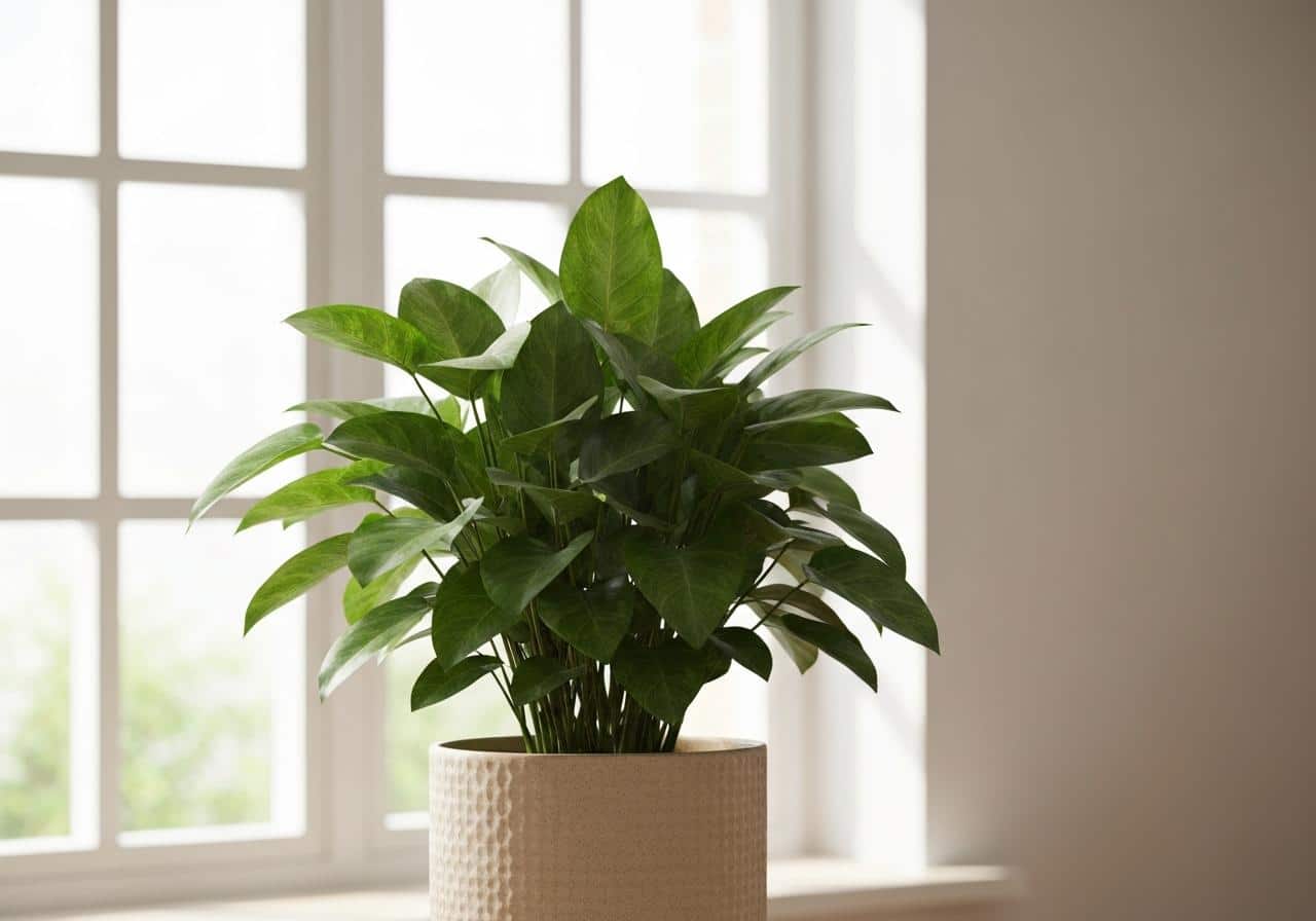 Plante verte en pot près d'une fenêtre lumineuse intérieur
