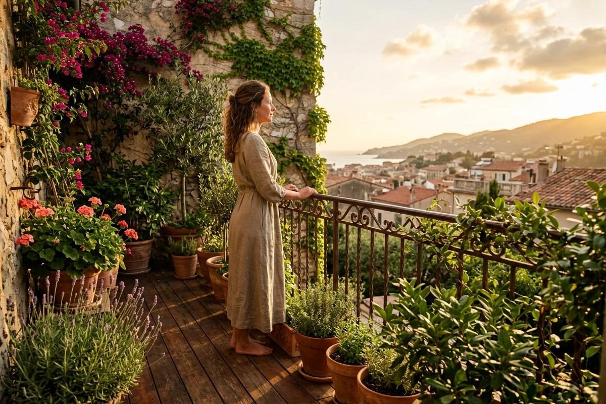 Balcon exposé ouest soleil