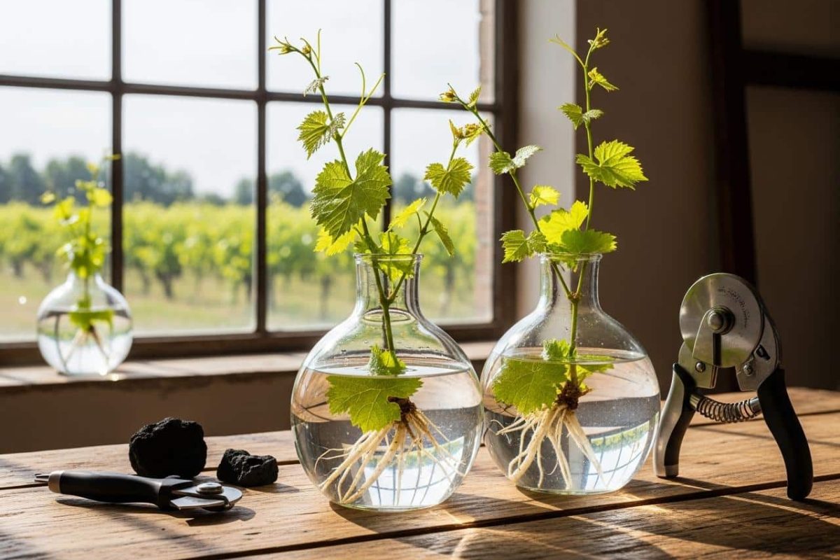 bouture de vigne dans l'eau
