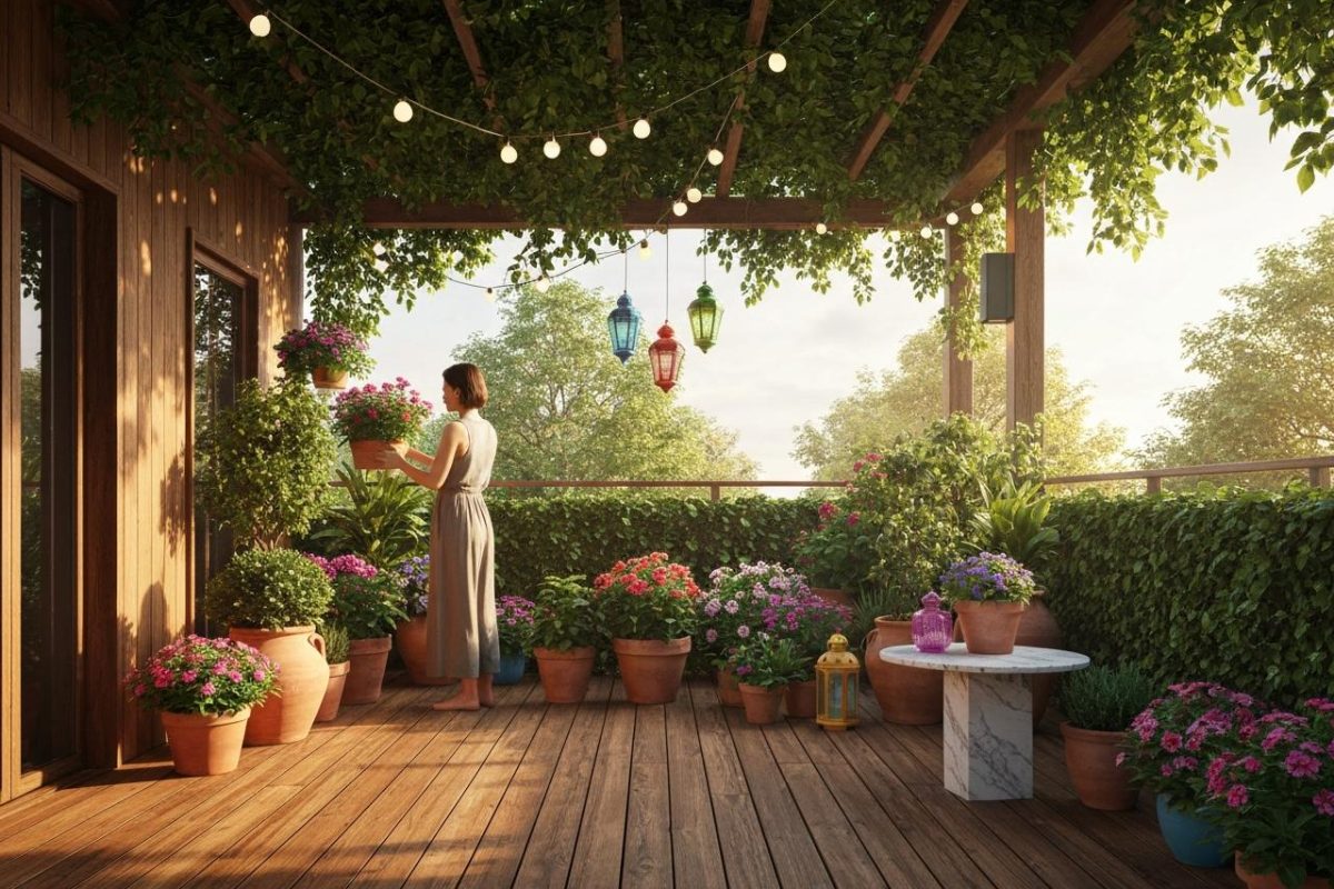 Comment égayer une terrasse ombragée ?