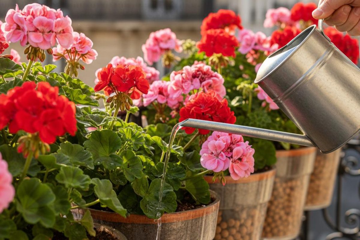 Comment arroser les géraniums en été sans les noyer ?